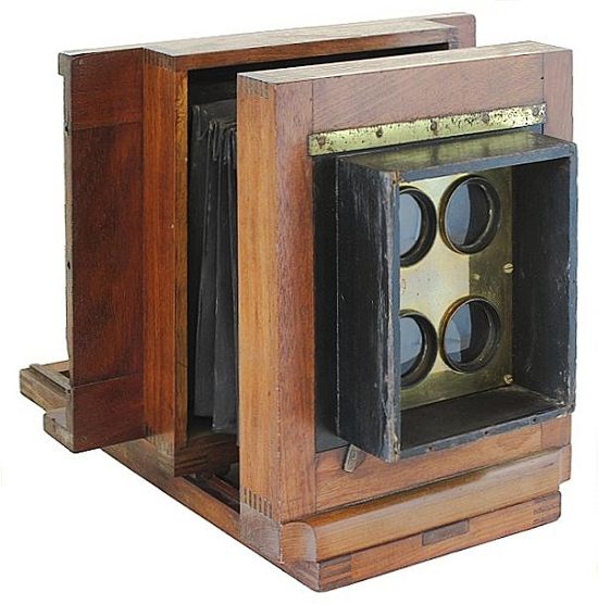 Peck style 4-tube CdV wetplate Camera, 1860s